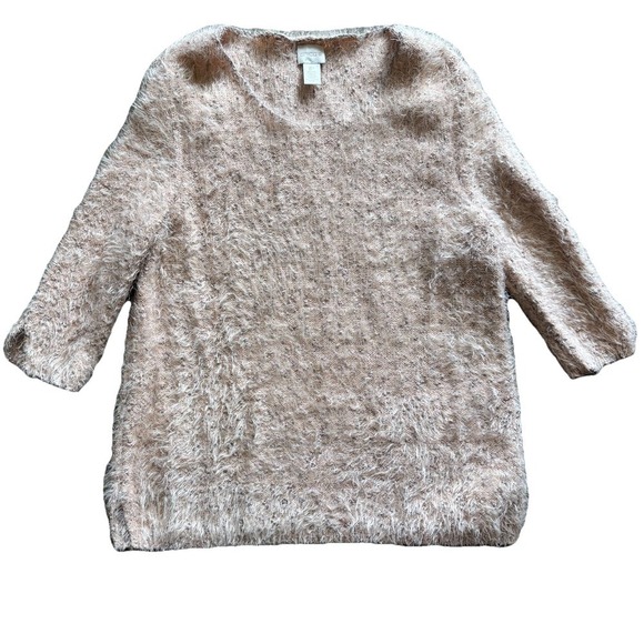 Chicos Sz Medium 1P Eyelash Shine‎ Pullover Pink Sweater Shirt Top Blouse - Picture 1 of 8